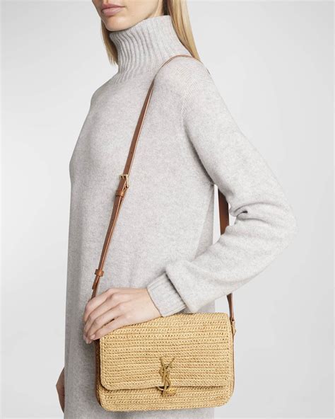 Saint Laurent Solferino Medium YSL Crossbody Bag in Raffia